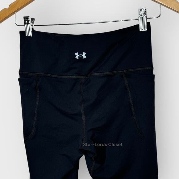 Under Armour Cropped Athleisure Leggings | Black Small High Waist Pockets Sporty - Picture 8 of 10